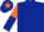 Silk - Dark blue, white spot, orange and dark blue halved sleeves, dark blue cap, orange star