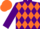 Silk - Purple, orange band of diamonds, purple sleeves, orange cap