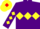 Silk - purple body, yellow triple diamonds, purple arms, yellow diamonds, yellow cap, red diamond