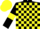 Silk - Black and yellow check, black sleeves, yellow armlets, yellow cap