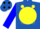 Silk - Royal blue, black 'racing horse' on yellow ball, yellow dots on blue sleeves