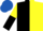 Silk - Black and Yellow (halved), sleeves reversed, Royal Blue cap