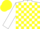Silk - White and yellow blocks, blue and yellow checked cap