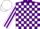 Silk - Purple and white blocks, purple stripes on white sleeves, white cap