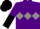 Silk - Purple, black 'dts' on grey diamond belt, purple and black halved sleeves, black cap