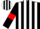 Silk - black, white stripes, red armlets, black and white striped cap