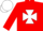 Silk - red, white maltese cross, white cap