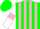 Silk - green and pink stripes, white sleeves, pink armlets, green cap