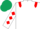 Silk - White, Red epaulets, White sleeves, Red diamonds, Dark Green cap