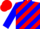 Silk - Red and blue diagonal stripes, blue sleeves, red cap