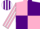 Silk - PINK and PURPLE (quartered), PINK and WHITE striped sleeves, PURPLE and WHITE striped cap