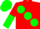 Silk - Red body, green large spots, red arms, green halved, green cap