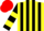 Silk - Yellow, black striped, black, yellow hoop sleeves, red cap