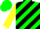 Silk - Green, black diagonal stripes, yellow sleeves
