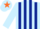 Silk - LIGHT BLUE & DARK BLUE STRIPES, light blue sleeves, light blue cap, orange star