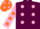 Silk - Maroon, pink spots, pink sleeves, orange spots, orange cap, pink spots