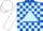 Silk - Royal blue, light blue triangle, light blue blocks on white sleeves, white cap