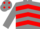 Silk - Grey and Red chevrons, Grey cap, Red spots