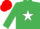 Silk - emerald Green, white star, white, emerald green stars sleeves, red cap