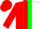 Silk - Red and white halved, green stripe, red cap