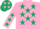 Silk - Pink, dark Green stars