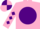 Silk - pink, purple disc, pink arms, purple diamonds, pink cap, purple quartered