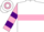 Silk - White, pink v hoop, pink kg, pink & purple bars on sleeves