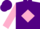 Silk - Purple, purple 'h' on black framed pink diamond and pink fleur de lis, purple band on pink sleeves, purple cap