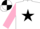 Silk - White, black star, pink sleeves, black armlet, white & pink quartered cap