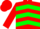 Silk - Red, green chevrons, red 'cr', red cap