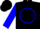 Silk - Black, white emblem in blue circle, blue blocks on sleeves