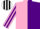 Silk - Pink and Purple (halved), striped sleeves, Black with White stripes cap