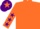 Silk - Orange, purple stars on sleeves, purple cap, orange star