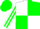 Silk - White body, green quartered, white arms, green striped, green cap