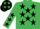 Silk - Emerald Green, Black stars