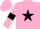 Silk - pink, black star, pink sleeves, black armlets, pink cap