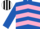 Silk - Royal blue, pink chevrons, Black with White stripes cap