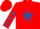 Silk - Red, royal blue star, red sleeves, royal blue spots