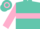 Silk - Turquoise, pink hoop, pink 'm' on back and sleeves