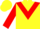 Silk - Yellow, red triangular panel, yellow bars on red sleeves