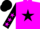 Silk - Magenta, black star, black sleeves, magenta stars, magenta and black cap