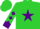 Silk - Lime green, purple star, lime green 'mb' lime green sleeves,  purple diamonds & cuffs