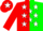 Silk - Red and green halved horizontally, white stars, red cap, white star