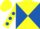 Silk - Yellow and Royal Blue diabolo, Yellow sleeves, Royal Blue spots, Yellow cap