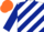 Silk - White, orange, dark blue diagonal striped, dark blue sleeves, orange cap