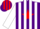 Silk - Purple, white half moon and red star, white stripes on slvs