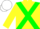 Silk - Yellow body, green cross sashes, yellow arms, white cap