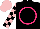 Silk - Black, hot pink circle, pink blocks on sleeves, pink cap