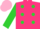 Silk - Hot pink, chartreuse dots, chartreuse blocks on sleeves, pink cap