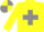 Silk - Yellow body, grey saint andre's cross, yellow arms, grey diaboloes, grey cap, yellow quartered